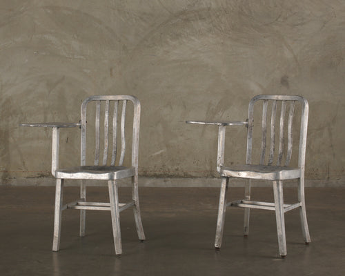 PAIR OF ALUMINUM STUDENT DESK/CHAIRS